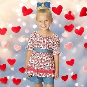 Matilda Jane Love Letters‎ Fouth of July American Peasant Blouse Girl's Size 10